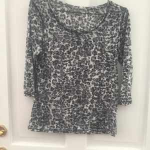 Black and white semi-sheer floral tee